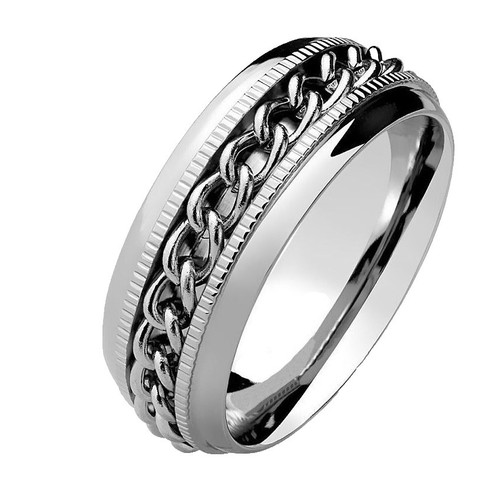 Popular NS Ring Stainless Steel Wedding Male Punk Band Silver