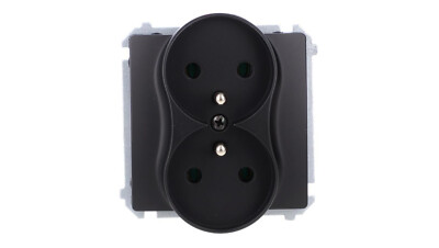 Simon Basic Doppelsteckdose mit Erdung (Modul), 16A, 250V, Schraubklemmen