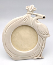 Vintage Fitz and Floyd Stork Baby Photo Picture Frame Ceramic 3" x 3" Photograph