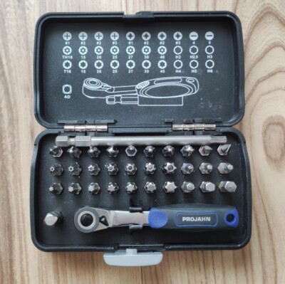 Projahn 1/4'' Bit-Box mit Ratsche 33 tlg. Ratschenkasten Color Bits KFZ Set Satz