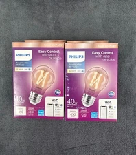 (2) Philips Smart Bulb LED 40W Dimmable Wi-Fi Wiz 450 Lumen A15 Standard