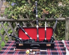 GREAT HIGHLAND BAGPIPES SCOTTISH ROSEWOOD BLACK SILVER MACKENZIE TARTAN COVER