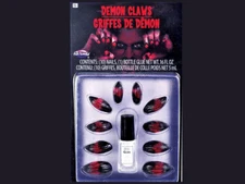 Demon Claws Kit Halloween Costume Accessory 10 Fingernails Werewolf Zombie Nails