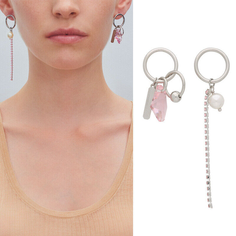 Women Justine Clenquet Pink Crystal Asymmetric Tassel Women Justine Clenquet Pink Crystal Asymmetric Tassel