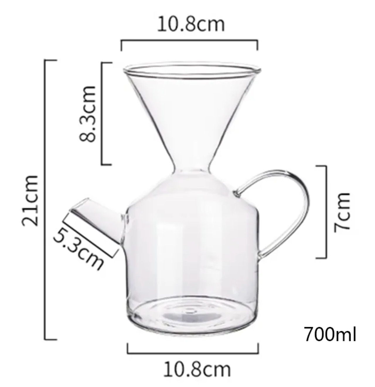 Amber Pour Over Coffee Maker - Borosilicate Mouth Blown Glass w/ Handle