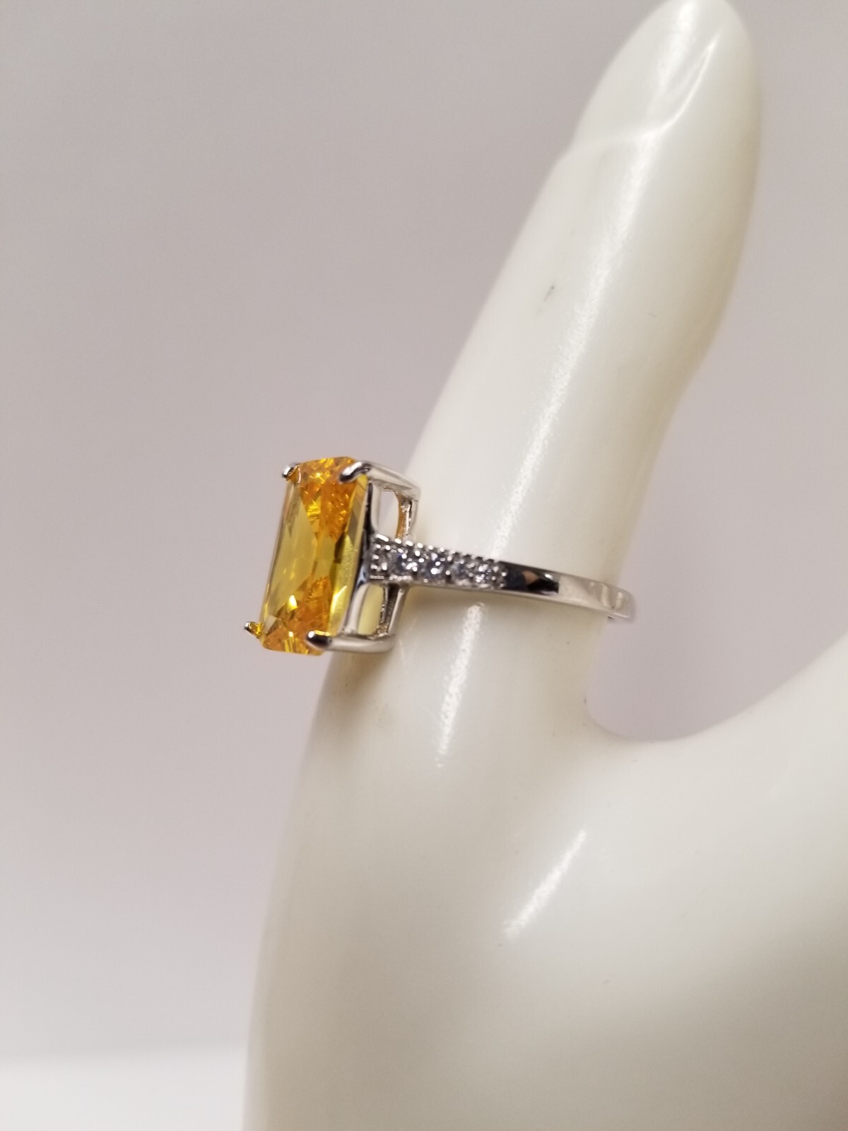 Rectangular Cushion Cut Citrine White Zircon Ster… - image 5