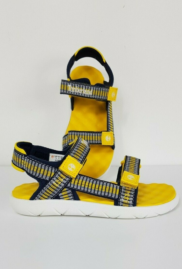 Timberland bambini bambini bambini cinturino sandali perkins fila tessitura blu navy giallo