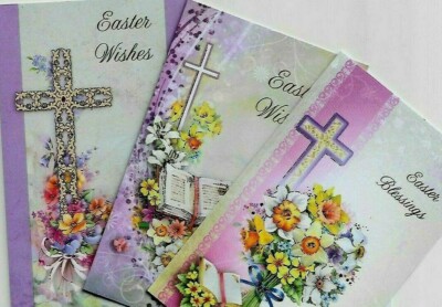 10er PACK ''BLUMEN & KREUZE'' Design OSTERKARTEN & UMSCHLÄGE (3 MOTIVE) 