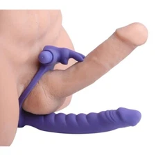 Frisky Double Delight Dual Penetration Vibrating Rabbit Cock Ring -FREE SHIPPING