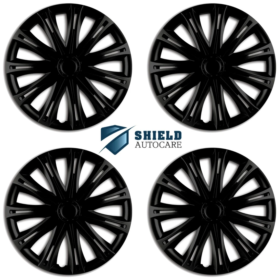 Wheel Trims 13" Hub Caps Spark Plastic Covers Set of 4 Black Specific Fit R13 - Image 1 of 3
