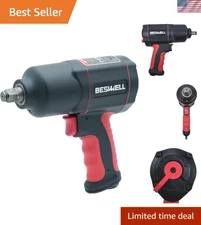Professional 1/2" Air Impact Wrench - 1180 Ft-lbs Torque, Lightweight & Durable