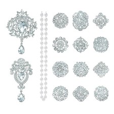 Rhinestone Brooches Crystal Brooch Pins, Pearl Crystal Wedding Bouquet kit Se...