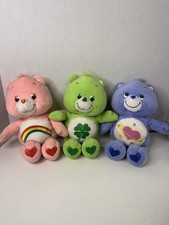 Lot of 3 Care Bears Lot 2002 Wish, Shamrock,  Daydreamer