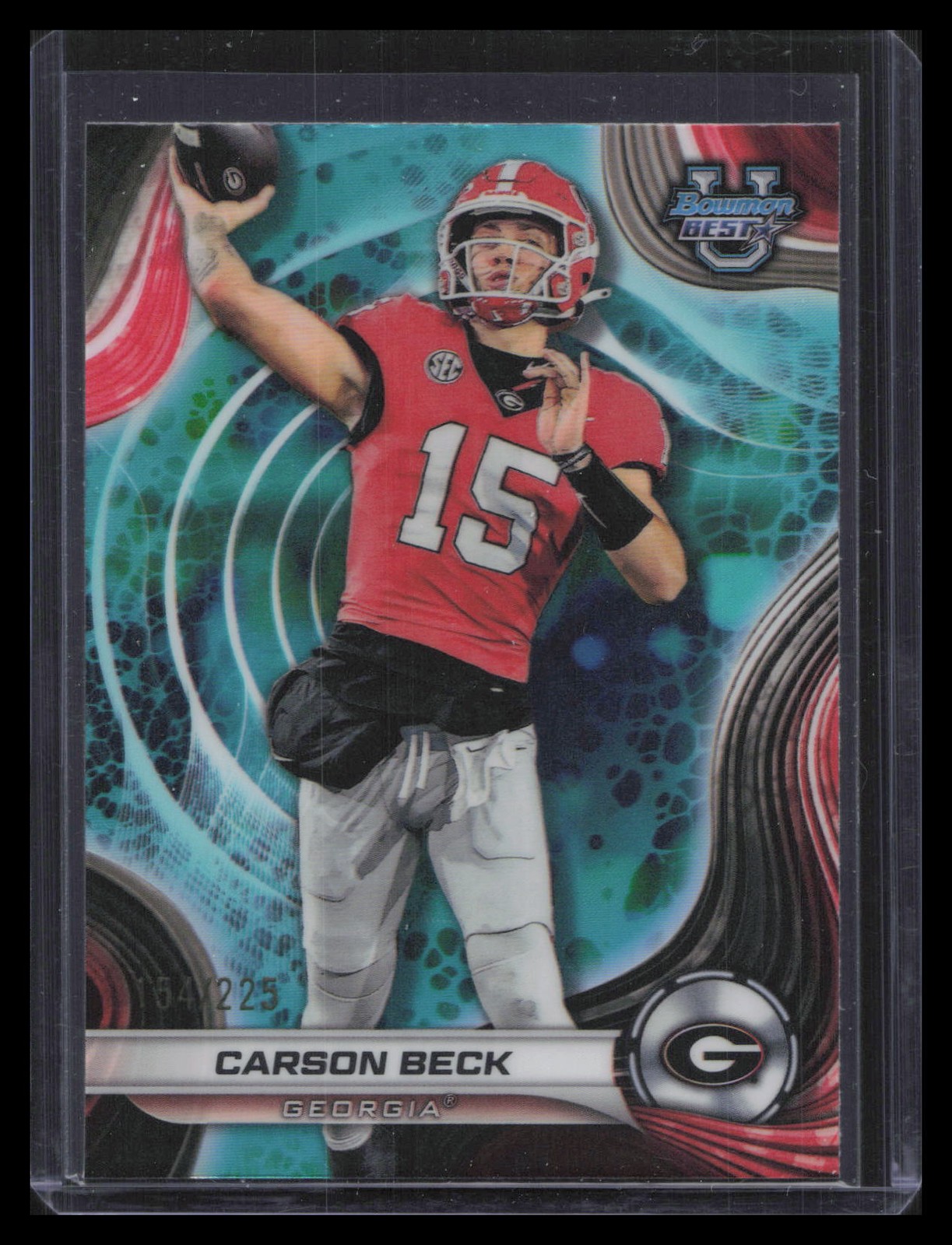 2024 Bowman University Best #4 Carson Beck Aqua Refractor #/225