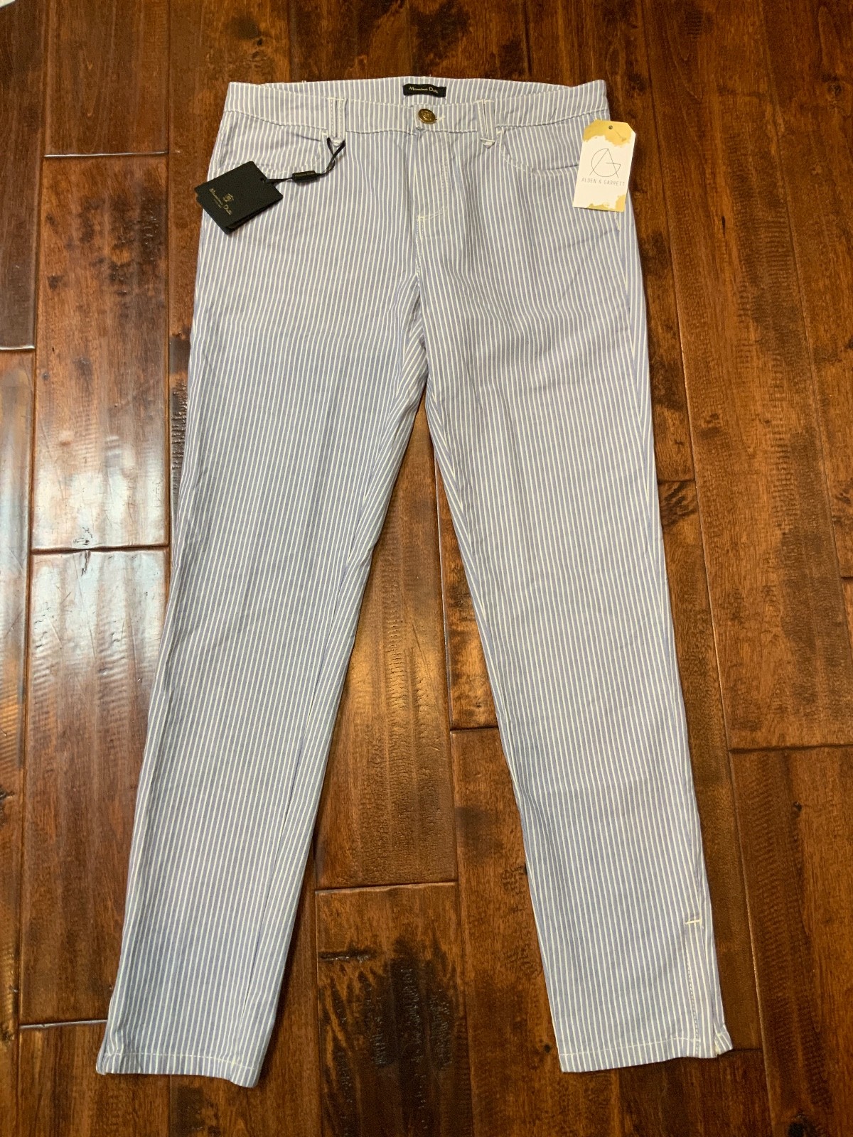 Massimo Dutti Blue & White Striped Slim Crop Denim Jeans, Size 6 (US), NWT!