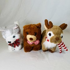 Set of 3 Holiday Plush Toy Animals for 18" American Girl Doll: Deer, Bear, Dog