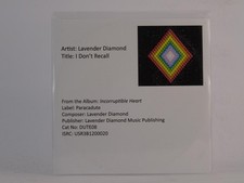 LAVENDER DIAMOND I DON'T RECALL (E64) 1 Track Promo CD Single including Picture