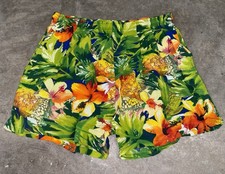 Vintage Jams World Shorts Womens Small Rayon Floral Pineapple Hawaiian Pockets