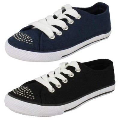 Flache Canvas-Pumps mit Schnürung Mädchen Spot On