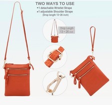 Small Crossbody Bag for Women, Multi Zip Pockets with Detachable Wristlet
