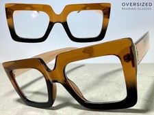 Oversize Retro READING EYE GLASSES READERS For Women Large Big Brown Frame 2.50