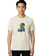 T-Rex-Driving-Car Mens Graphic Tee, 100% Cotton, Casual Summer Wear