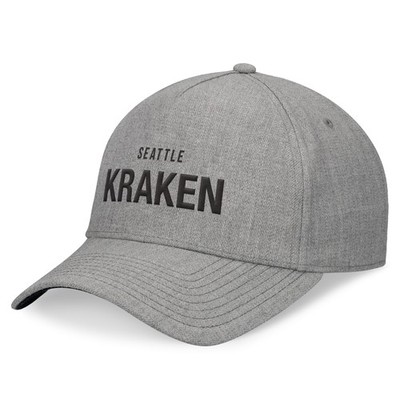 Men's Fanatics Heather Gray Seattle Kraken Elements A-Frame Leather Strapback
