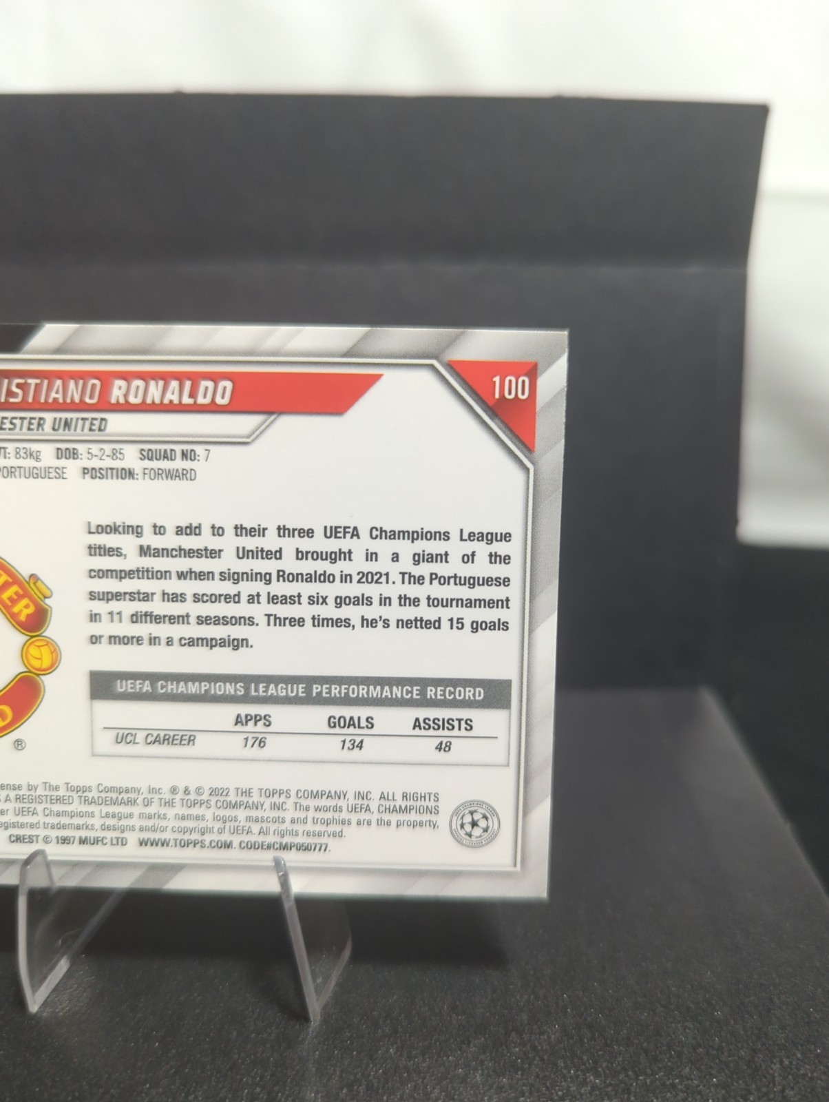 2021-22 Topps UCL Collection - Cristiano Ronaldo #100 view 4