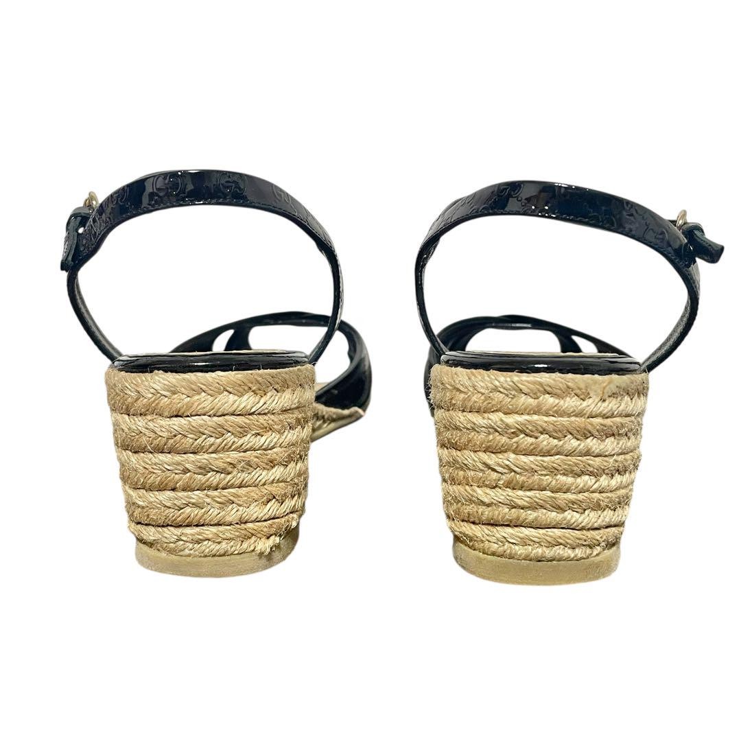 Gucci Sandals Espadrilles GG Black Patent Leather Size 36.5 US About 6.5 Women's thumbnail 20