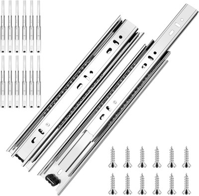 10'' Ball Bearing Drawer Slides - 6 Pairs, 100LB Capacity, Full Extension