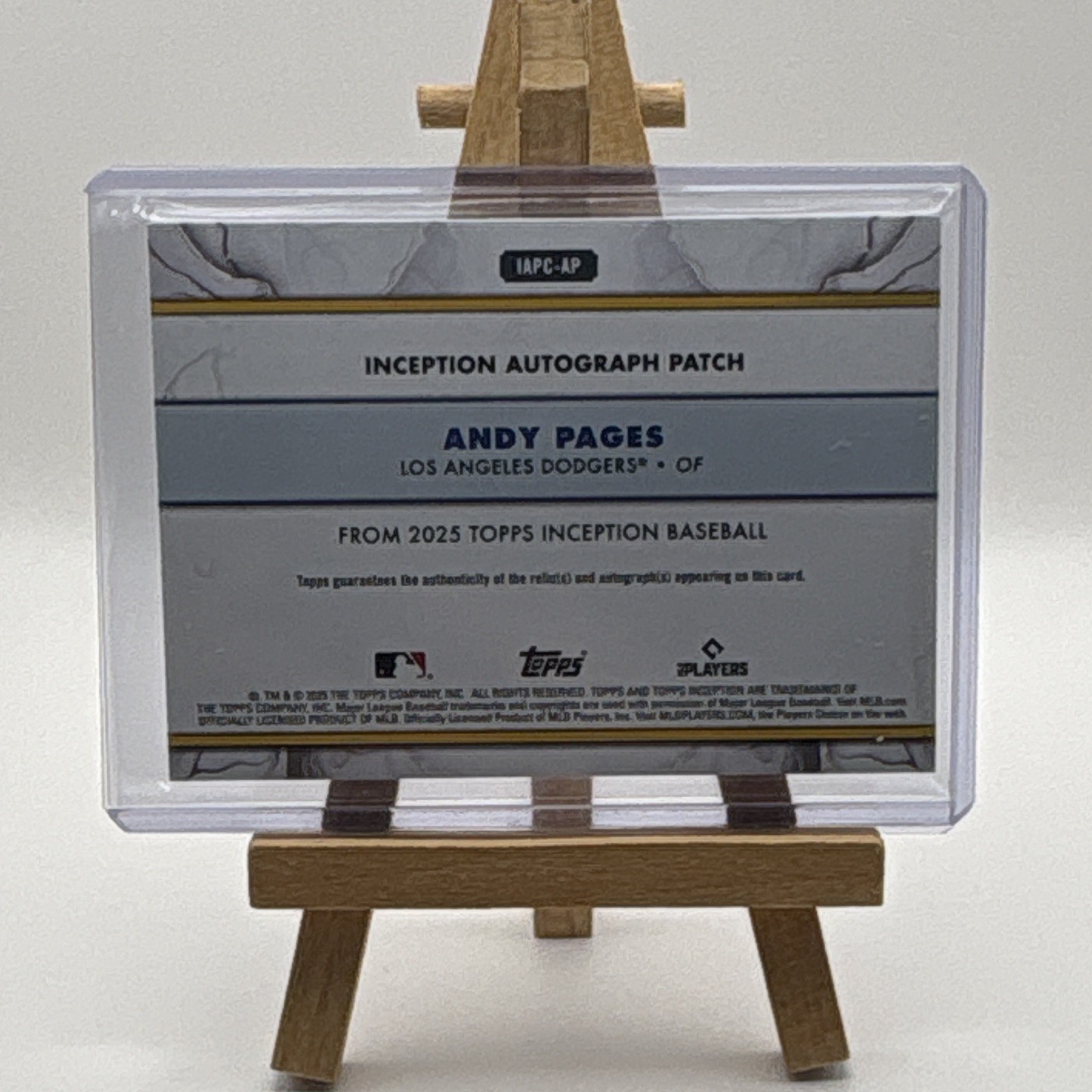 Topps 2025 Inception Andy Pages RC Auto Patch SP IAPC-AP 6/50 Dodgers view 2
