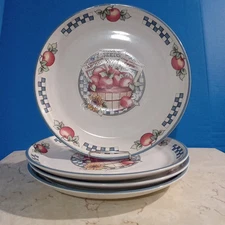 4 International Tableworks Appletime Stoneware Dinner Plates 11.25" Retired 1995