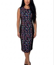 Calvin Klein Black Multi-color Sleeveless Sheath Dress Size 10