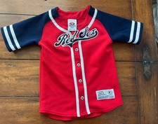 MLB True Fan Boston Red Sox Baseball Jersey Kids Size Medium Button Down EUC