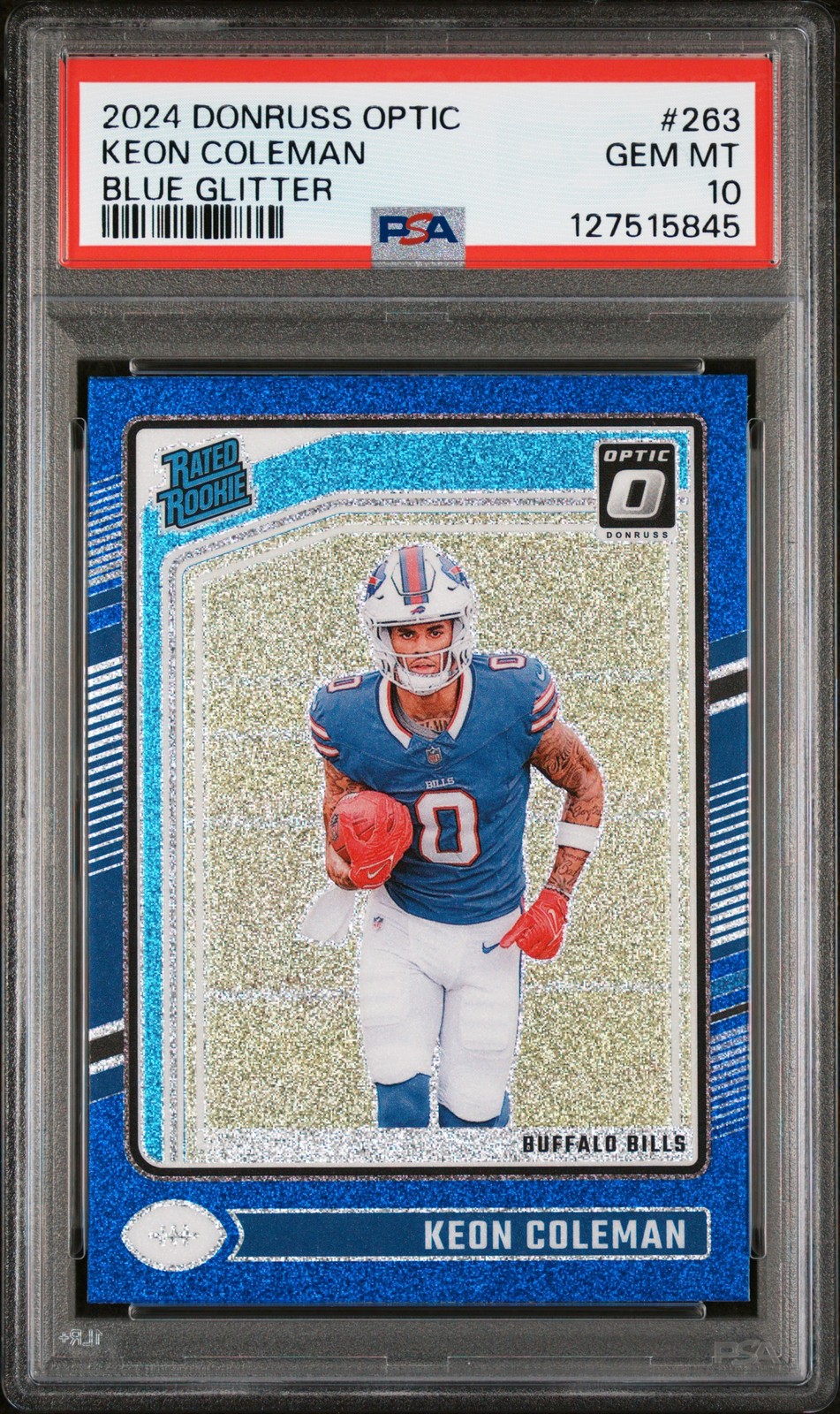 2024 PANINI DONRUSS OPTIC BLUE GLITTER #263 KEON COLEMAN PSA 10