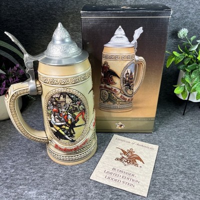 Budweiser Limited Edition V Lidded Stein  M  Series Boxed COA Village Festival