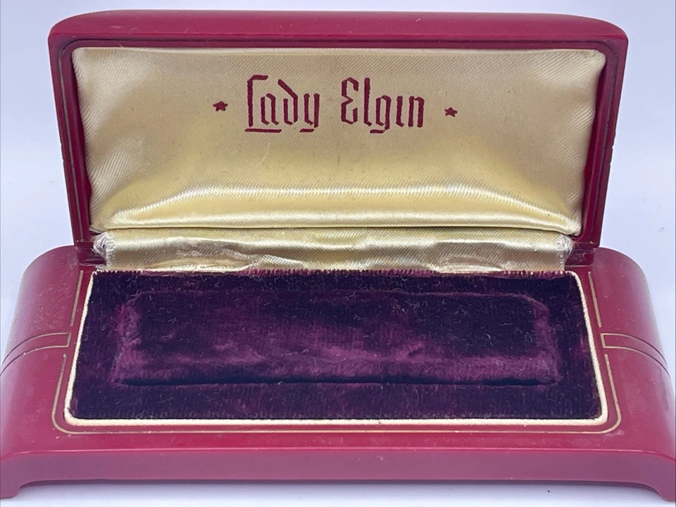 Vintage 1940s Bakelite ELGIN Presentation Watch Box, Velvet & Silk Lady Elgin - Image 4 of 4