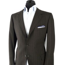 Oxxford Clothes Cocoa Stripe "Summer Grain" Wool Jacket 40 S Made USA
