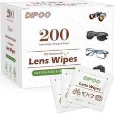 200 Count Lens Wipes for Eyeglasses, Eye Glasses Cleaner Wipes Pre-moistened Ind