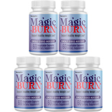 Magic Burn Weight Loss Support Formula, (5 Bottles) Genuine Fat Loss Supplement