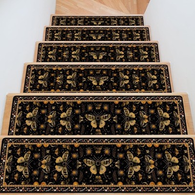 15 Pack Moth Stair Runners Non Slip Indoor Walkers Step Covers Wooden