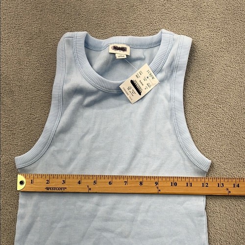 NEW J Crew M Cotton Blend Light Blue Ribbed Tank Top - Picture 4 of 7