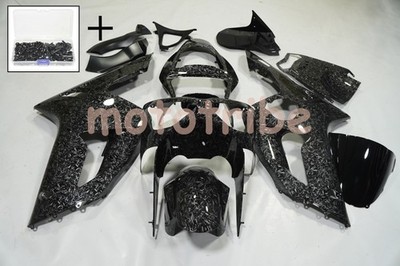 Black Forged Carbon Fiber Fairing Kit+Bolts For Kawasaki Ninja ZX6R 2003-2004 US