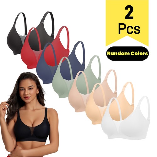 2Pcs Jelly Bras for Women No Underwire Wireless Seamless Push Up Bra US Random