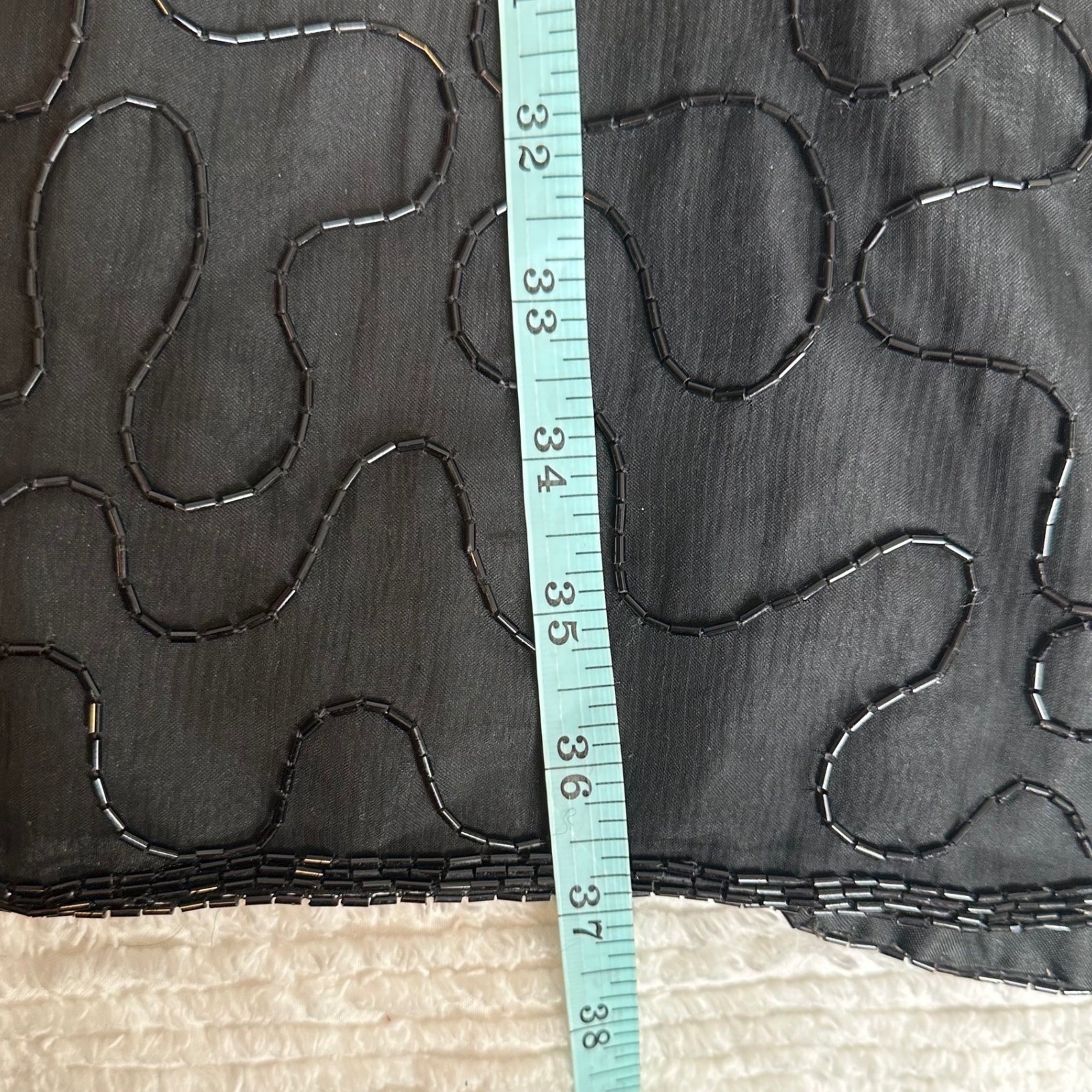 Vintage Black Beaded Sequin Art Deco Flapper Style Short Sleeve Party Dress