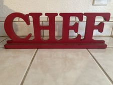 Red Wooden Chef Decorative Kitchen Sign