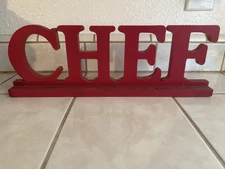 Red Wooden Chef Decorative Kitchen Sign