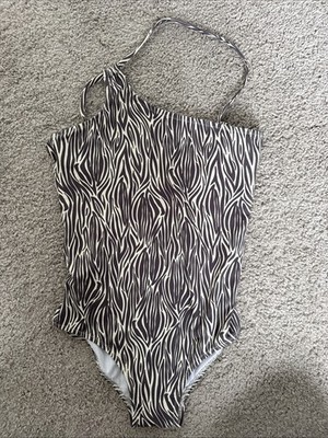 Zara Girls One Piece Swim Suit Zebra Gray Size 11-12/152