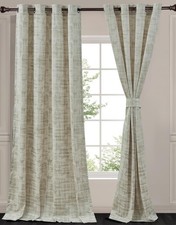 Parker Premium Textured Velvet Grommet Window Curtain Set - 2 Panels with 2 T...