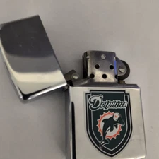 Miami Dolphins Zippo Lighter Shield Crest NFL Football Collectible with Tin